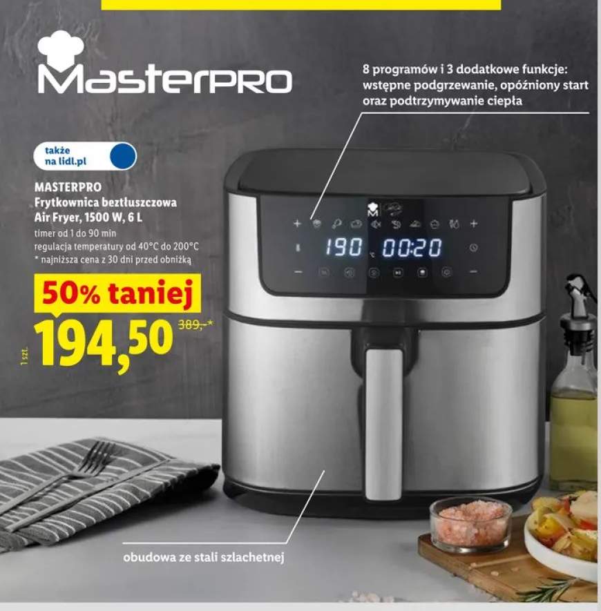Frytkownica beztłuszczowa Air Fryer MASTERPRO 1500W 6l