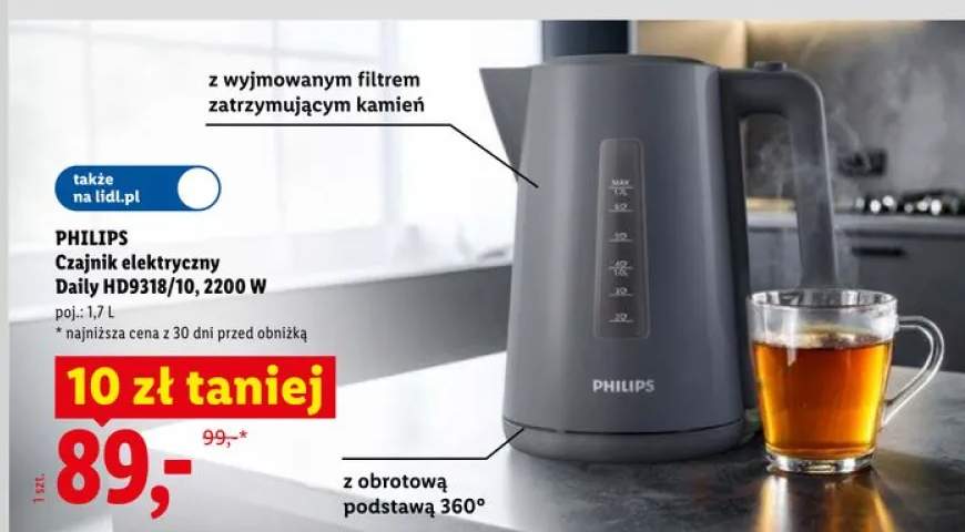 Czajnik elektryczny PHILIPS Daily HD9318/10 2200W