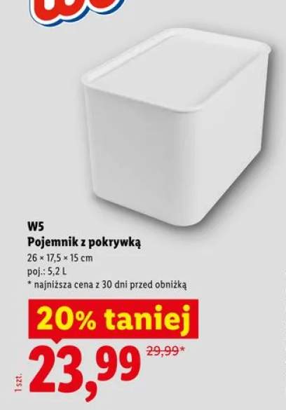 Pojemnik z pokrywką W5 26x17,5x15cm 5,2l