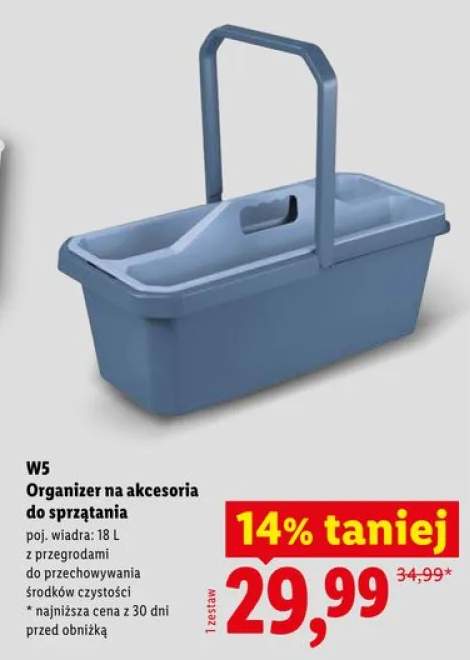 Organizer na akcesoria do sprzątania z przegrodami W5 18l