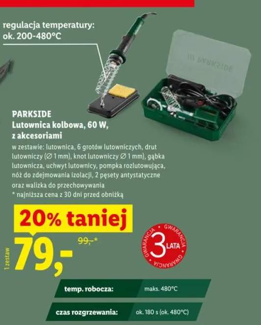 Lutownica kolbowa PARKSIDE 60W z akcesoriami
