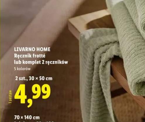 Ręcznik frotté LIVARNO HOME 2-pak 30x50cm 400g/m2 100% bawełny