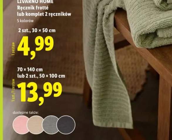 Ręcznik frotté LIVARNO HOME 70x140cm 400g/m2 100% bawełny