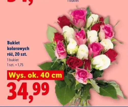 Bukiet kolorowych róż wys. ok. 40cm