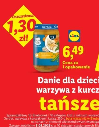 Danie dla dzieci po 12m-cu Gerber warzywa z kurczakiem i kaszą