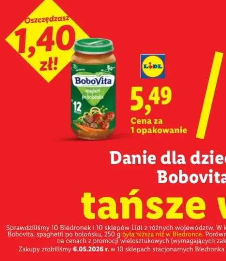 Danie dla dzieci po 12m-cu Bobovita spaghetti po bolońsku