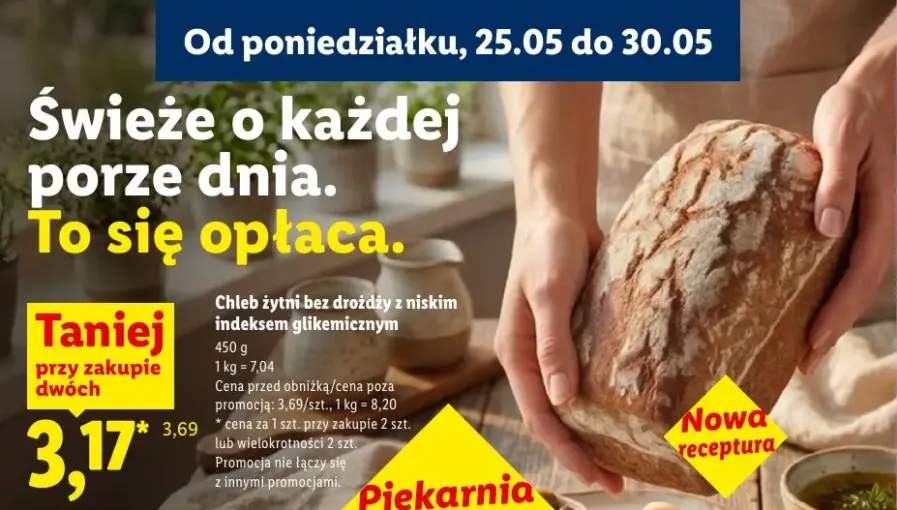 Chleb żytni bez drożdży z niskim indeksem glikemicznym