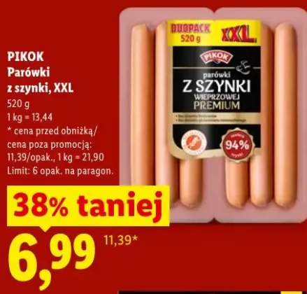 Parówki z szynki PIKOK XXL