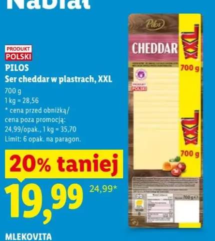 Ser cheddar w plastrach XXL Pilos
