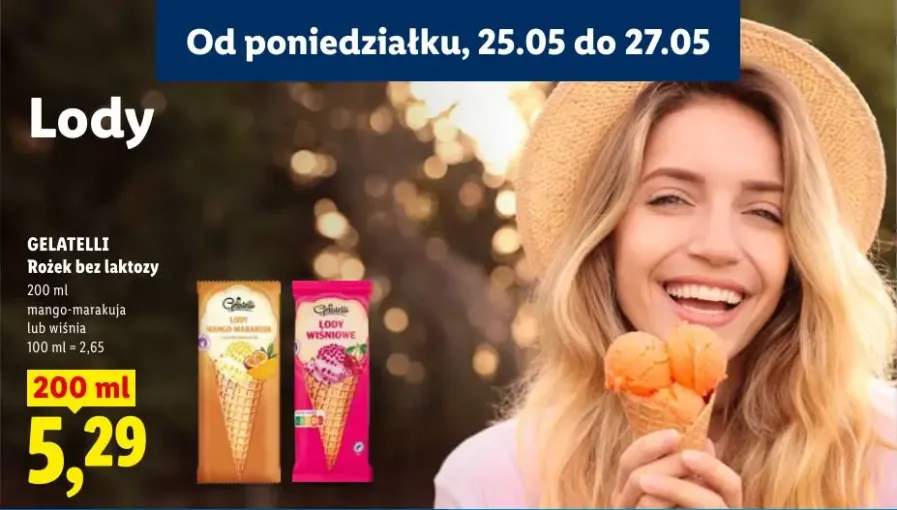Lody rożek bez laktozy Gelatelli