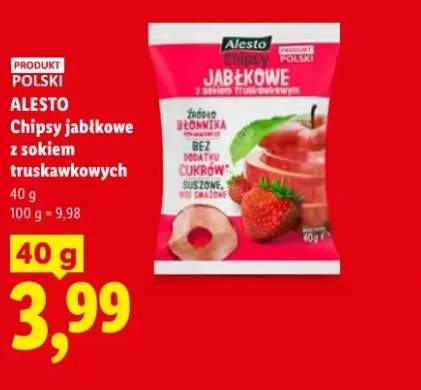 Chipsy jabłkowe z sokiem truskawkowym Alesto