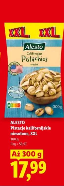 Pistacje kalifornijskie niesolone XXL Alesto