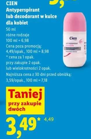 Antyperspirant lub dezodorant w kulce dla kobiet Cien