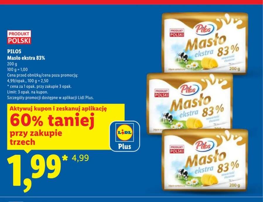 Masło ekstra 83% Pilos