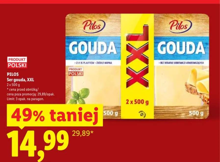 Ser gouda XXL Pilos 2-pak 500g