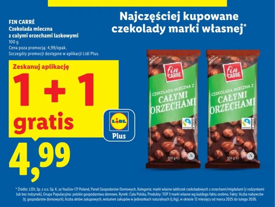 Czekolada mleczna z całymi orzechami laskowymi Fin Carré