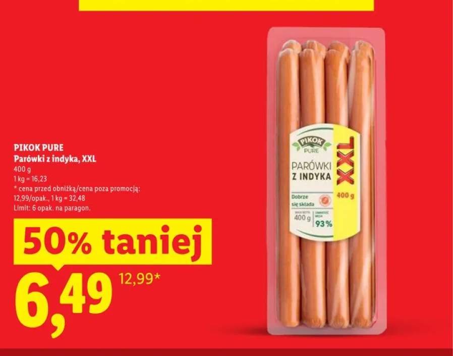 Parówki z indyka XXL Pikok Pure