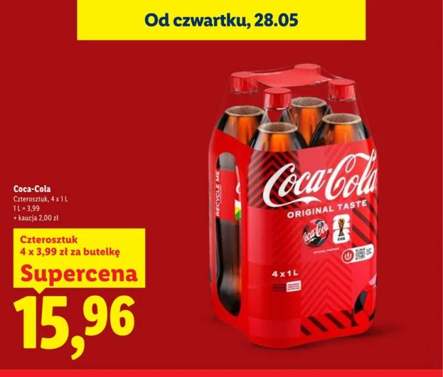 Napój gazowany Coca-Cola Original Taste 4-pak 1l