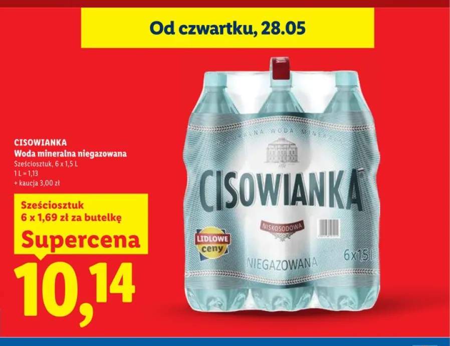 Woda mineralna niegazowana Cisowianka 6-pak 1,5l