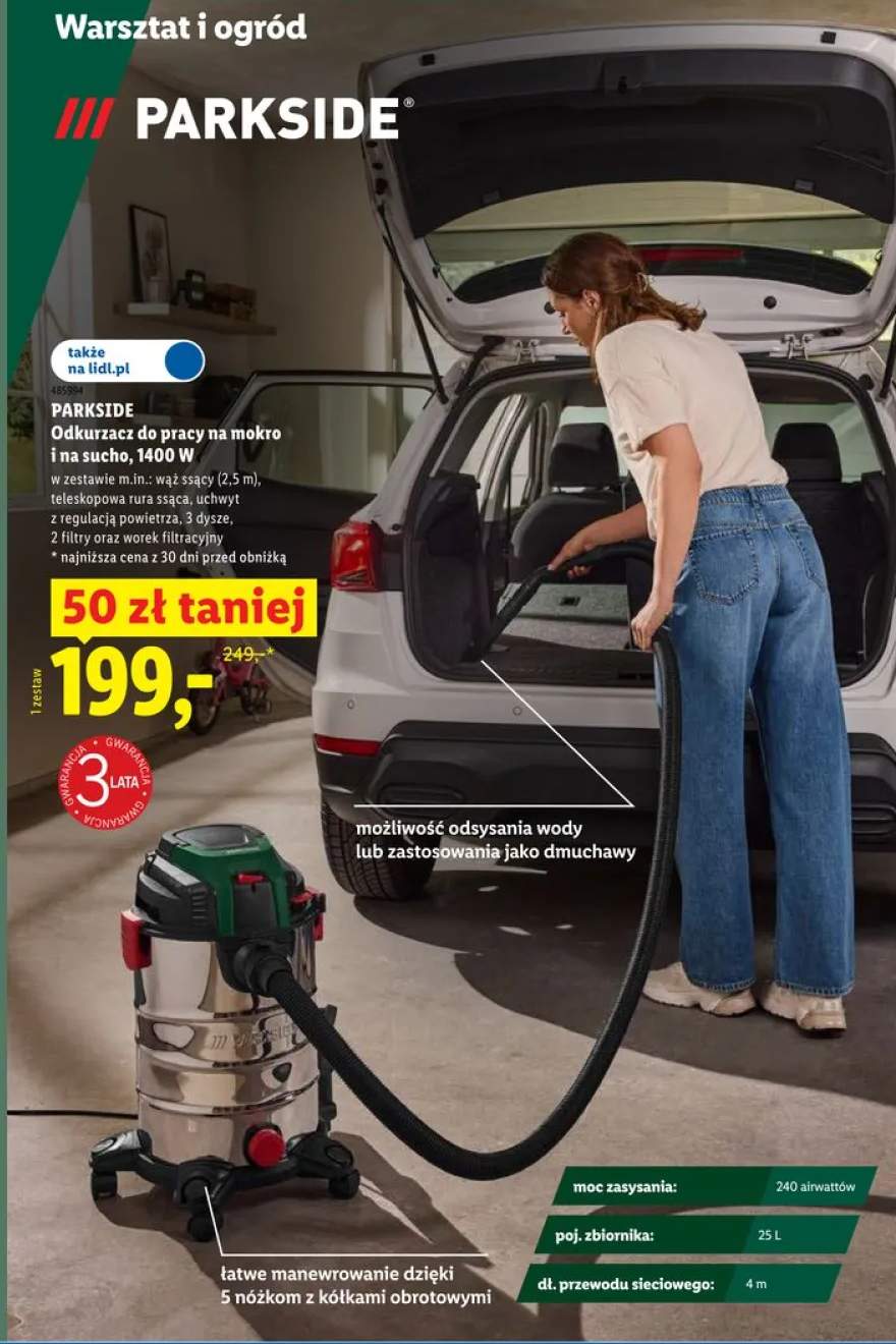 Odkurzacz do pracy na mokro i na sucho PARKSIDE 1400W