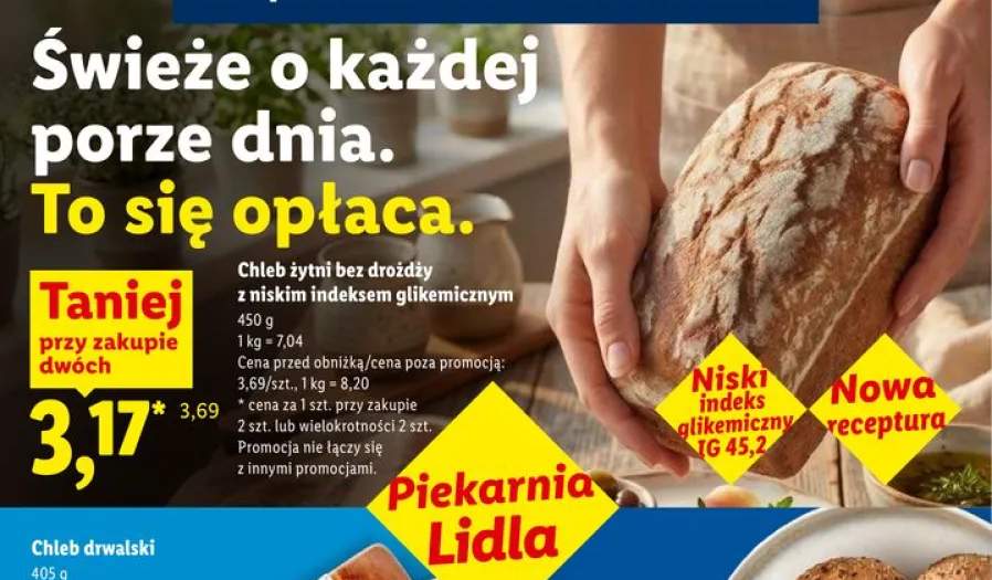 Chleb żytni bez drożdży z niskim indeksem glikemicznym