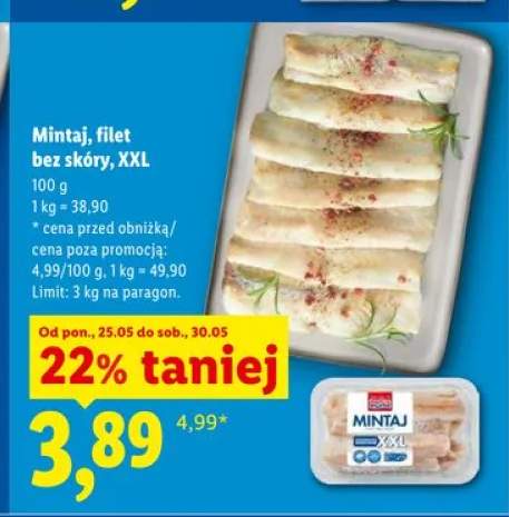 Mintaj filet bez skóry XXL