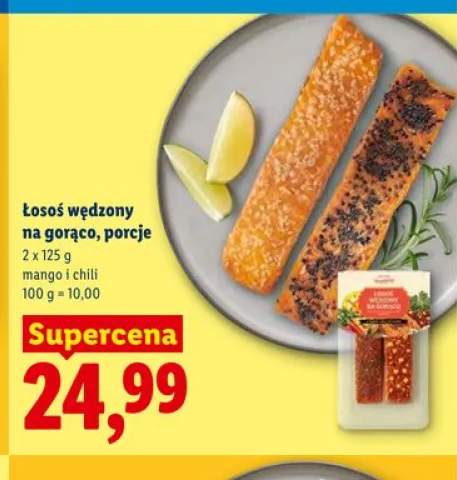 Łosoś wędzony na gorąco porcje mango i chili