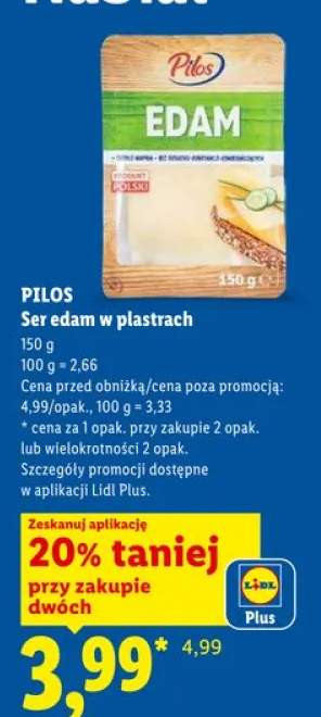 Ser edam w plastrach Pilos