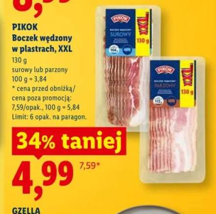 Boczek wędzony w plastrach XXL surowy PIKOK