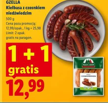 Kiełbasa z czosnkiem niedźwiedzim GZELLA