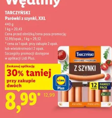 Parówki z szynki XXL Tarczyński