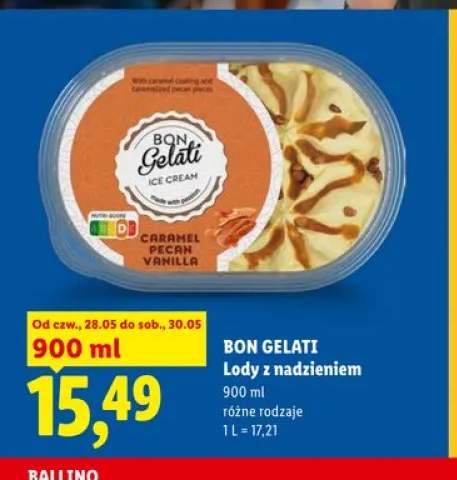 Lody z nadzieniem Caramel Pecan Vanilla Bon Gelati
