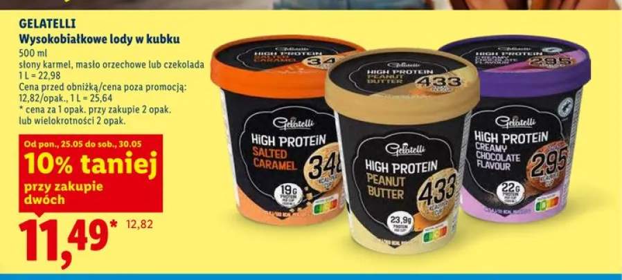 Wysokobiałkowe lody w kubku Gelatelli masło orzechowe