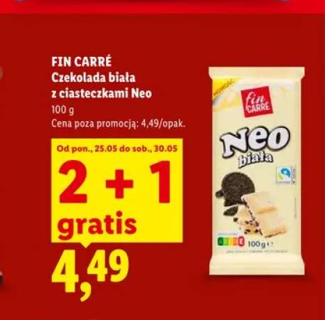 Czekolada biała z ciasteczkami Neo FIN CARRÉ