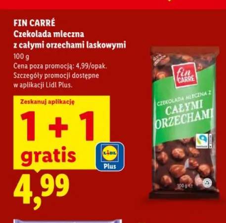 Czekolada mleczna z całymi orzechami laskowymi FIN CARRÉ