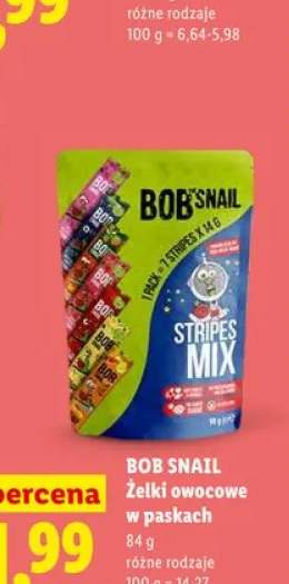 Żelki owocowe w paskach BOB SNAIL Stripes Mix