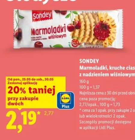 Ciastka kruche z nadzieniem wiśniowym Marmoladki Sondey