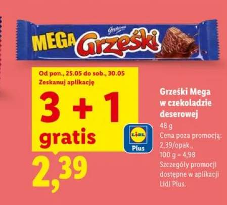 Wafelek Grześki Mega w czekoladzie deserowej