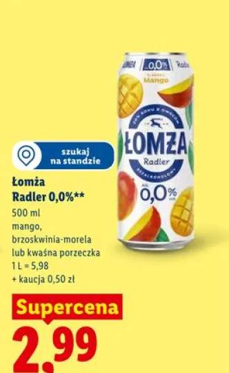 Piwo bezalkoholowe Łomża Radler 0,0% brzoskwinia-morela