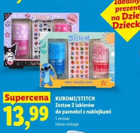 Zestaw 2 lakierów do paznokci z naklejkami Kuromi