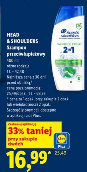 Szampon przeciwłupieżowy Head & Shoulders Menthol Fresh 2in1