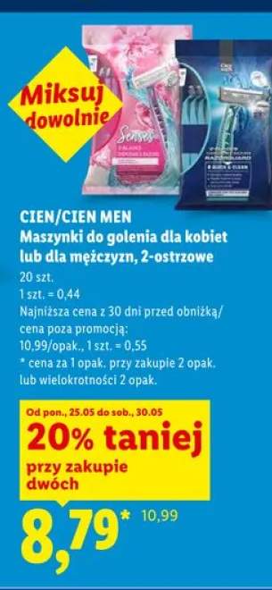 Maszynki do golenia dla kobiet Cien Senses 2-ostrzowe