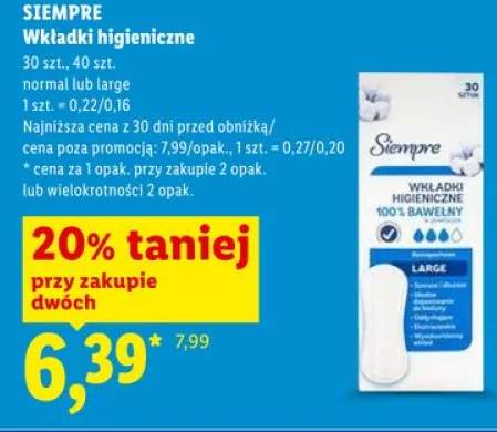 Wkładki higieniczne SIEMPRE large
