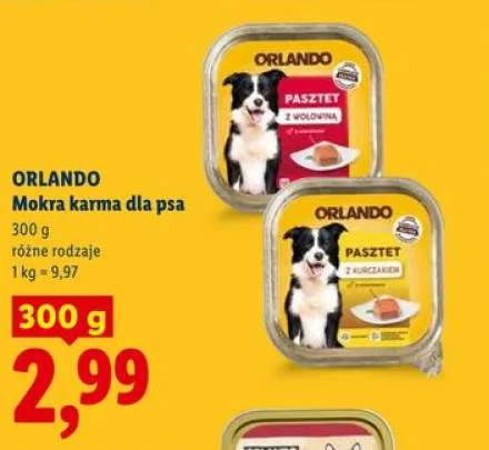 Mokra karma dla psa Orlando Pasztet z wołowiną