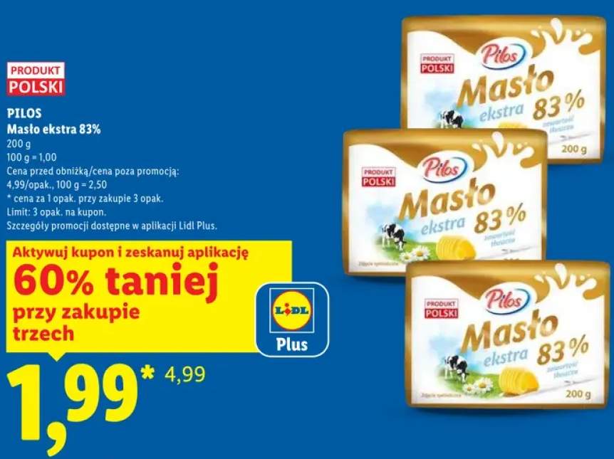Masło ekstra 83% Pilos