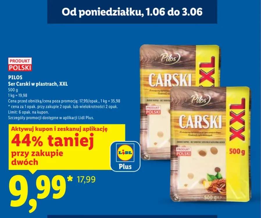 Ser Carski w plastrach XXL Pilos