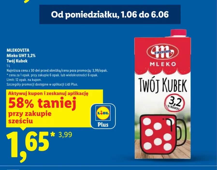 Mleko UHT 3,2% Twój Kubek Mlekovita