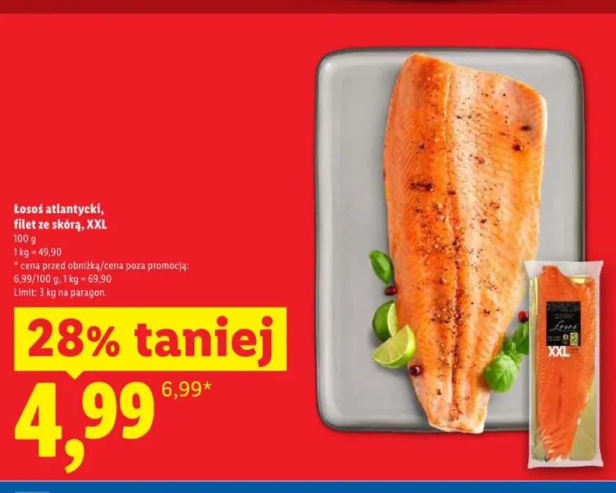 Łosoś atlantycki filet ze skórą XXL