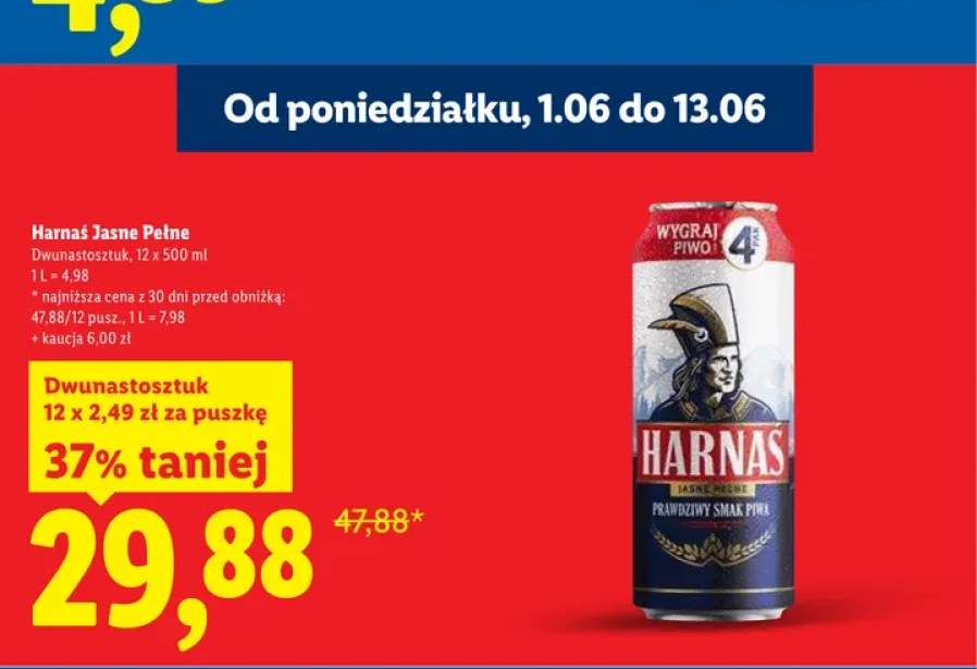 Piwo Harnaś Jasne Pełne 12-pak 500ml