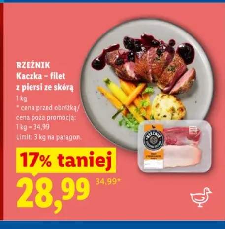 Kaczka - filet z piersi ze skórą Rzeźnik